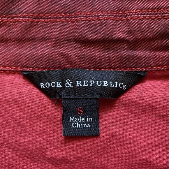 ROCK & REPUBLIC S Jacket Red Ombre Snap Front Western Moto Y2K Rock Festival - Picture 11 of 16